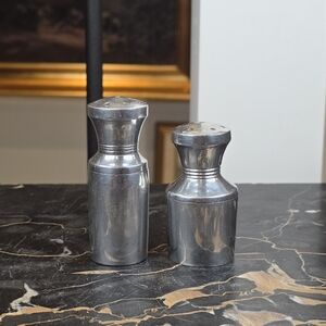 Vintage Art Deco Aluminum Salt & Pepper Shakers Machine Age Streamline Style